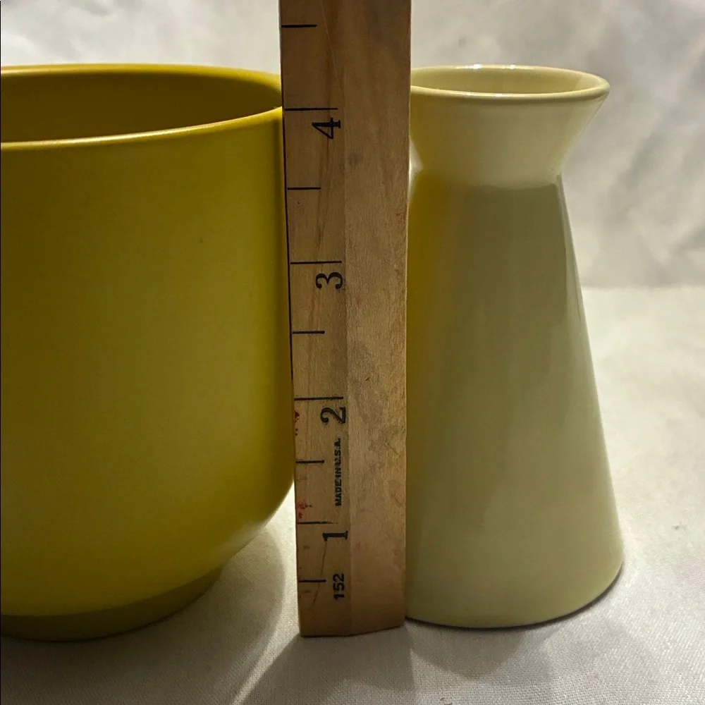 Yellow Vase Set/2 Planter/Vase /Vase Set Very Vibrant and VERY Yellow and Cheery